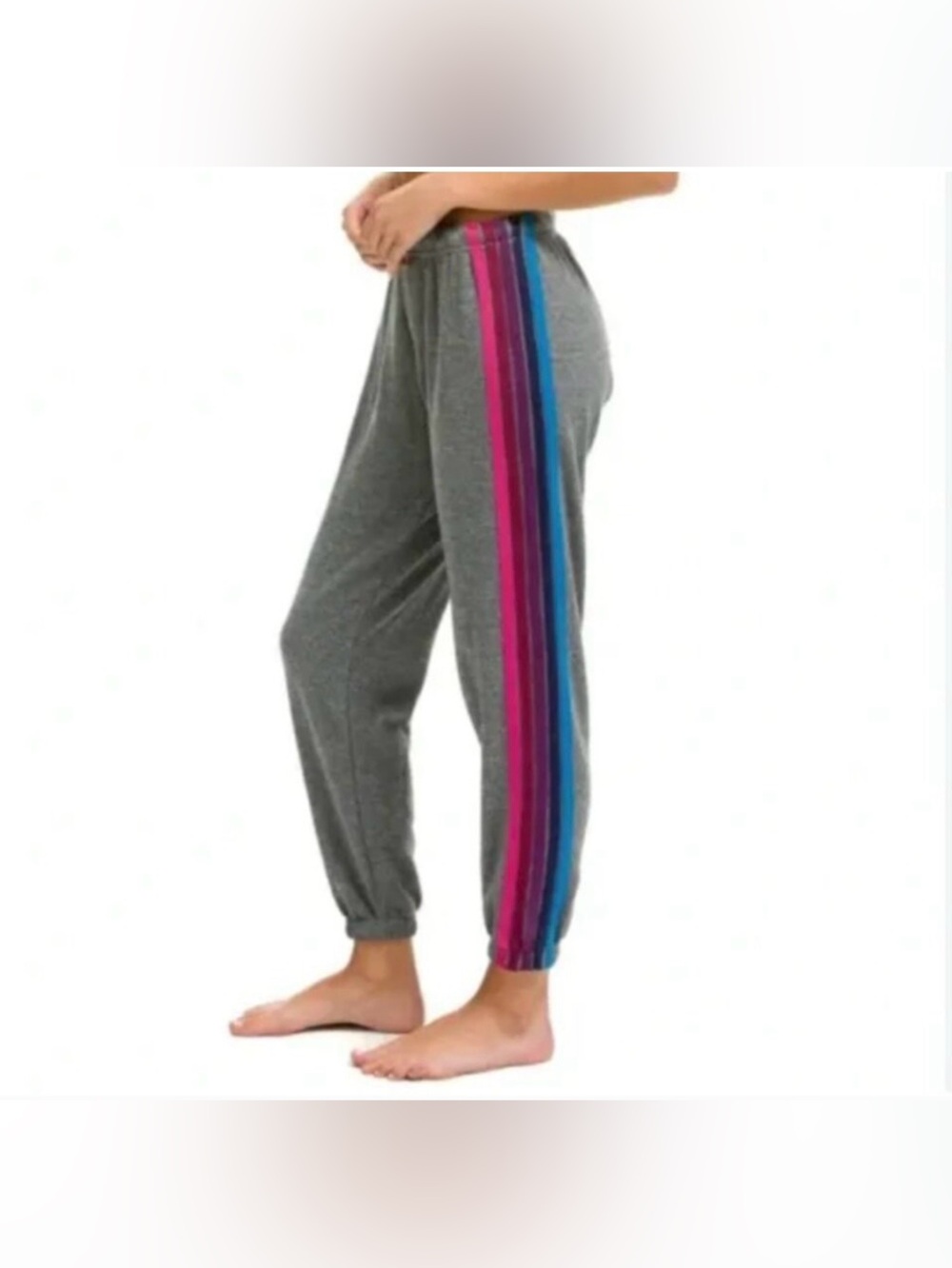 Aviator Nation Gray Joggers with Pink and Blue Side Stripes Sz XS